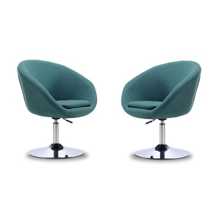 Manhattan Comfort Hopper Swivel Adjustable Height Chair in Sky Blue and Polished Chrome (Set of 2) 2-AC036-SB